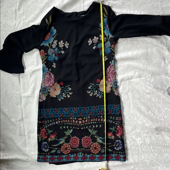 Desigual Black Floral Long Sleeve Sheath Dress size 38 - Picture 8 of 10